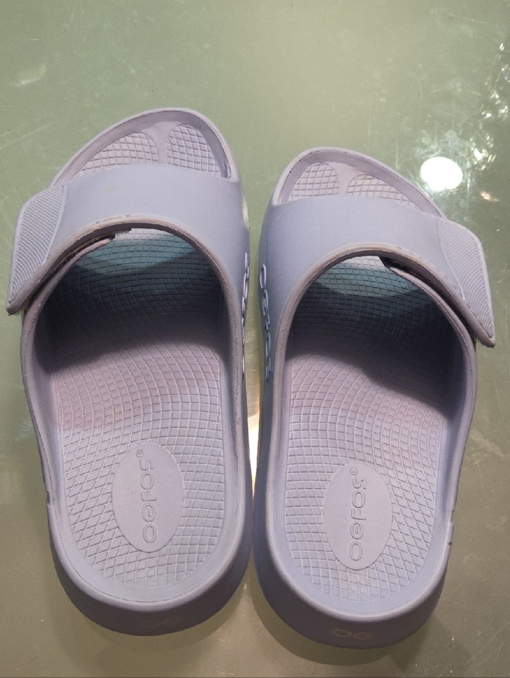 OOFOS Adjustable Slide Sandals in Light Purple Size M10/W12